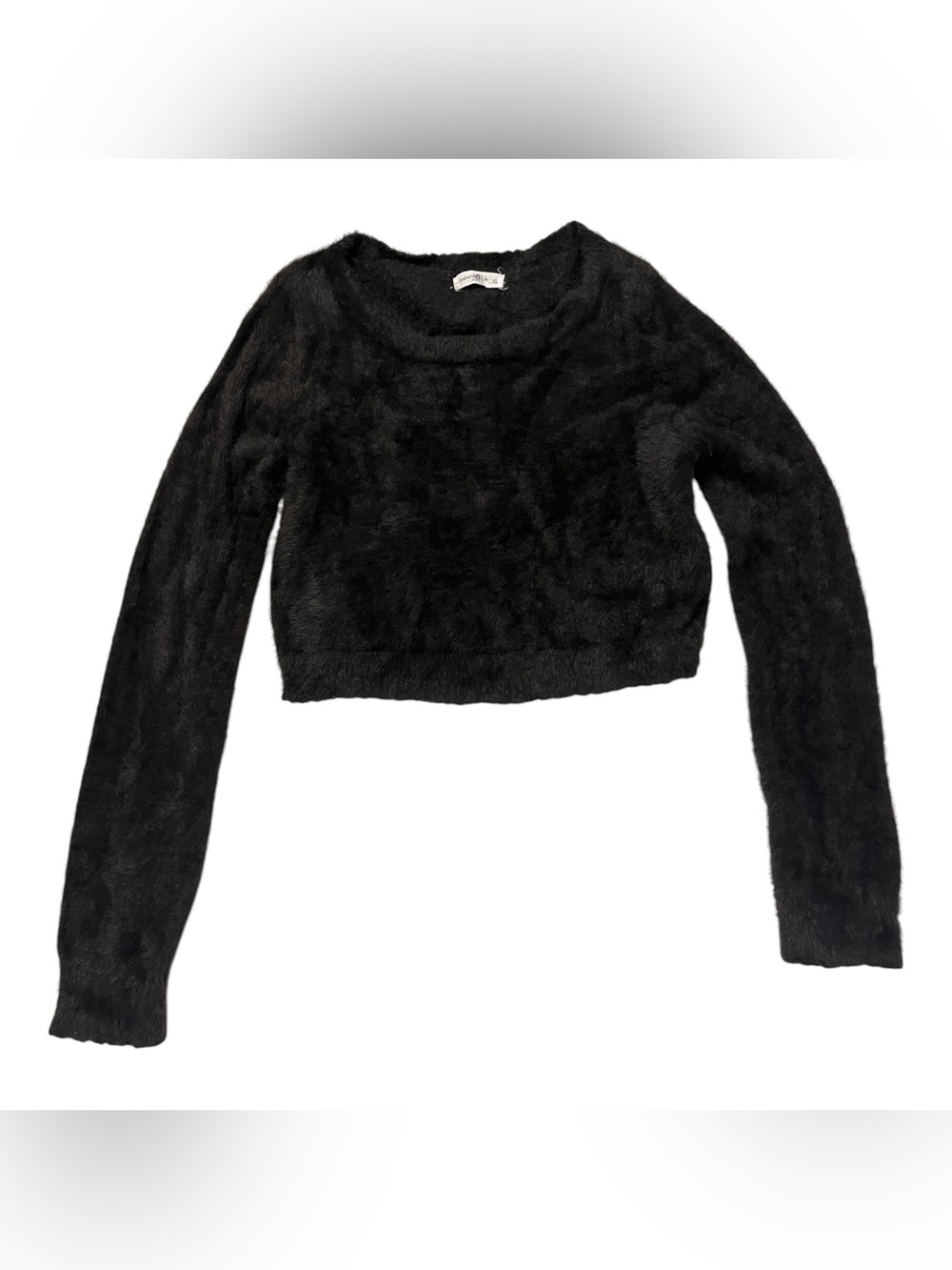 NATURAL LIFE Brown Fuzzy Cropped Crew Sweater